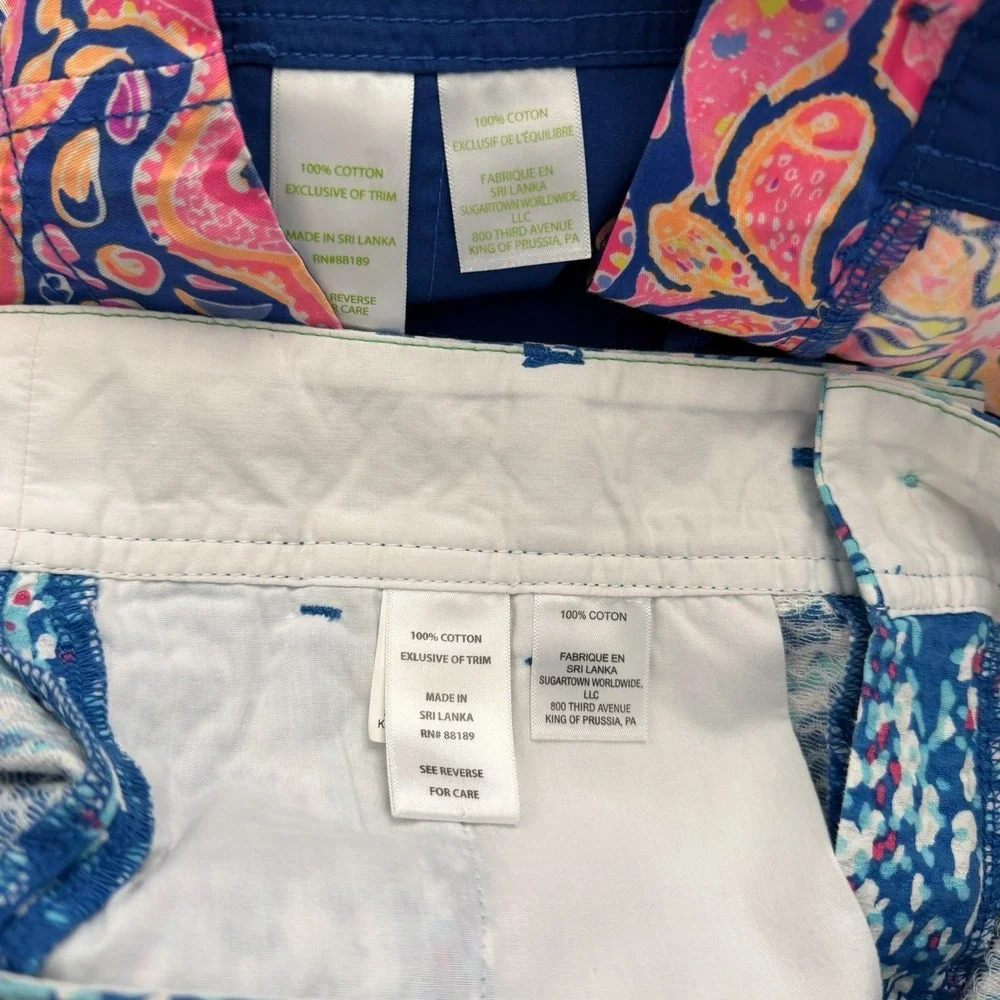 Lilly Pulitzer Womens Sz 2 Shorts Lot of 2 Pink Blue Resort Preppy Vacation - Picture 4 of 9